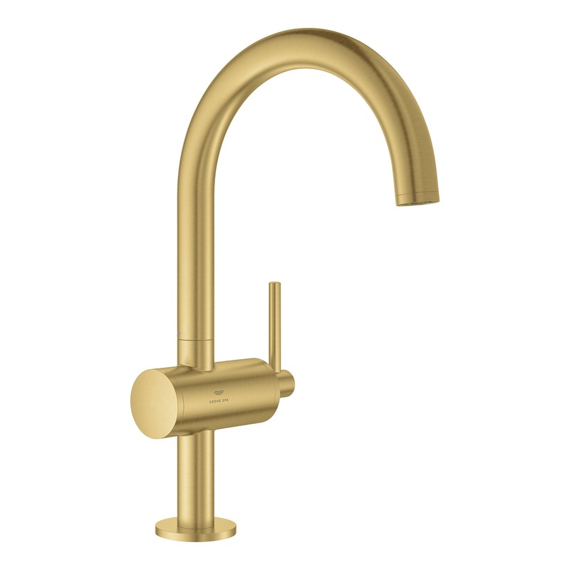 GROHE 24350GN0 Single Hole Single-Handle L-Size Bathroom Faucet 1.2 GPM , Brushed Cool Sunrise
