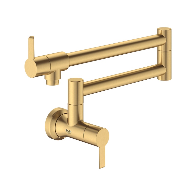GROHE 31075GN2 2-Handle Wall Mount Pot Filler , Brushed Cool Sunrise