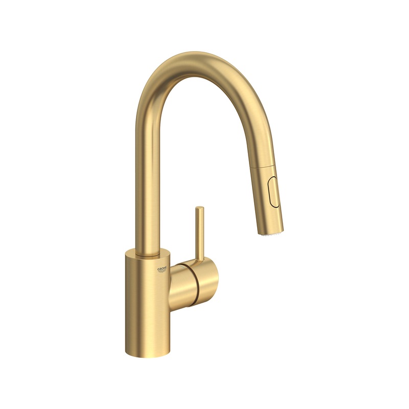 GROHE 31479GN1 Single-Handle Pull Down Bar Faucet 1.75 GPM , Brushed Cool Sunrise