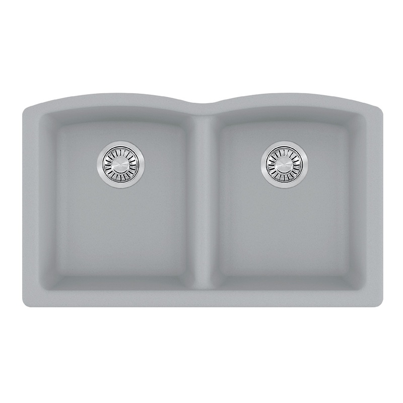 FRANKE ELG120SHG Ellipse 33.0-in. x 19.7-in. Stone Grey Granite Undermount Double Bowl Kitchen Sink - ELG120OSHG In Stone Grey
