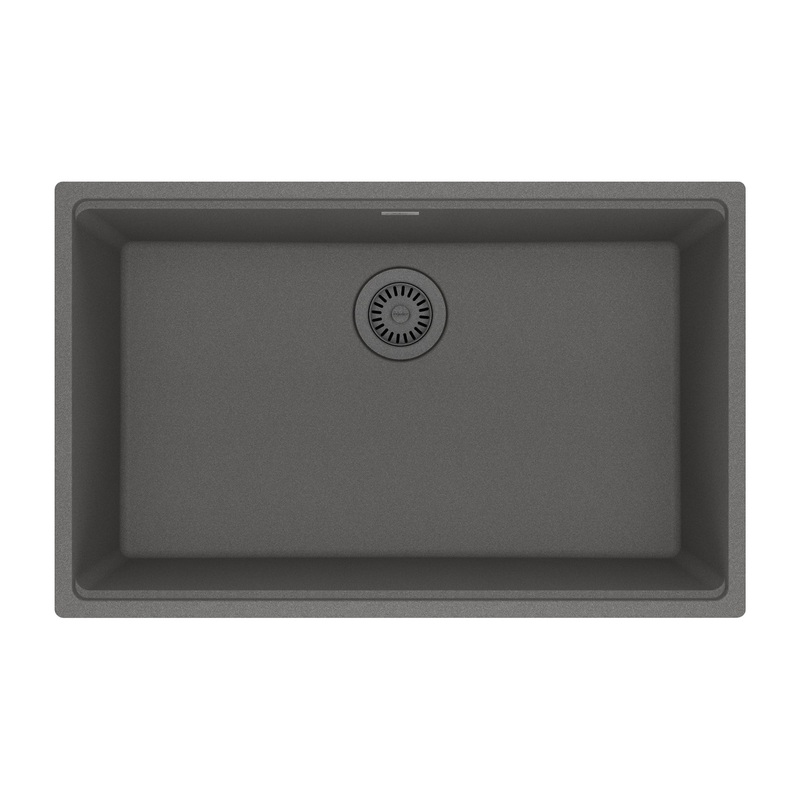 FRANKE MAG11028-SHG Maris Undermount 33-in x 22-in Granite Single Bowl Kitchen Sink in Stone Grey In Stone Grey
