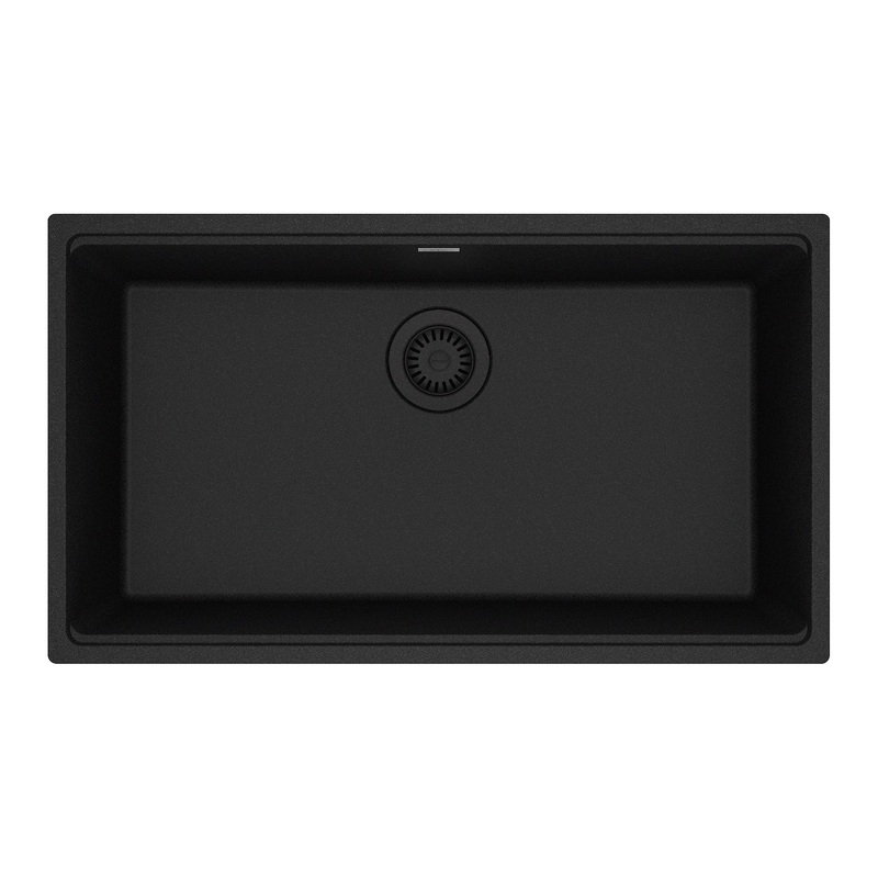 FRANKE MAG11029-ONY Maris Undermount 31-in x 17.81-in Granite Single Bowl Kitchen Sink in Onyx In Onyx