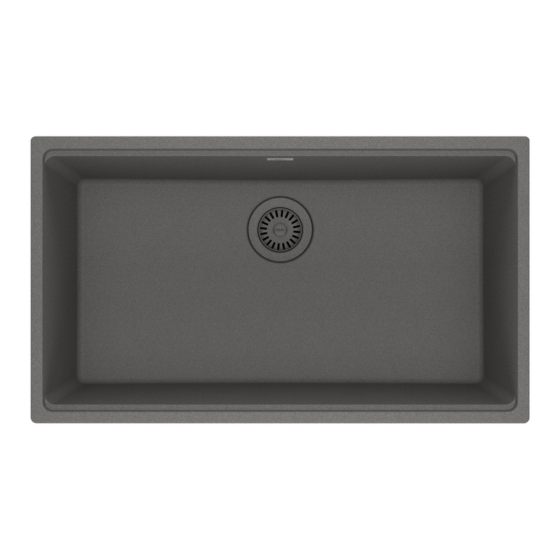 FRANKE MAG11029-SHG Maris Undermount 31-in x 17.81-in Granite Single Bowl Kitchen Sink in Stone Grey In Stone Grey