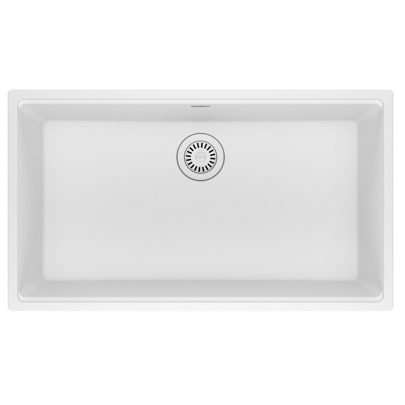 FRANKE MAG11031-PWT Maris Undermount 33-in x 18.94-in Granite Single Bowl Kitchen Sink in Polar White In Polar White