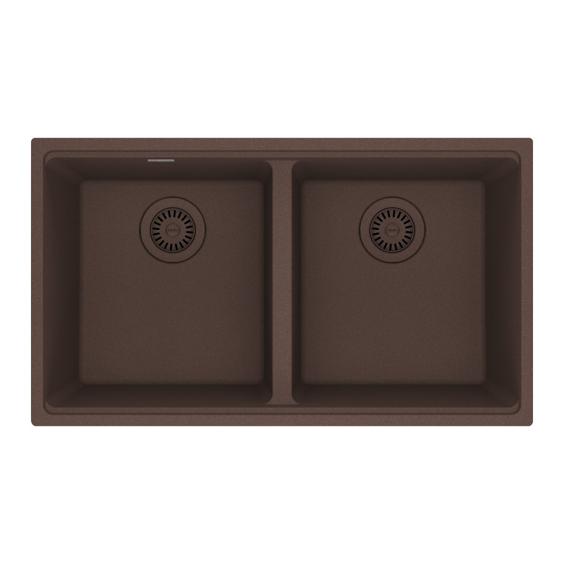 FRANKE MAG1201414-MOC Maris Undermount 31-in x 17.81-in Granite Double Bowl Kitchen Sink in Mocha In Mocha