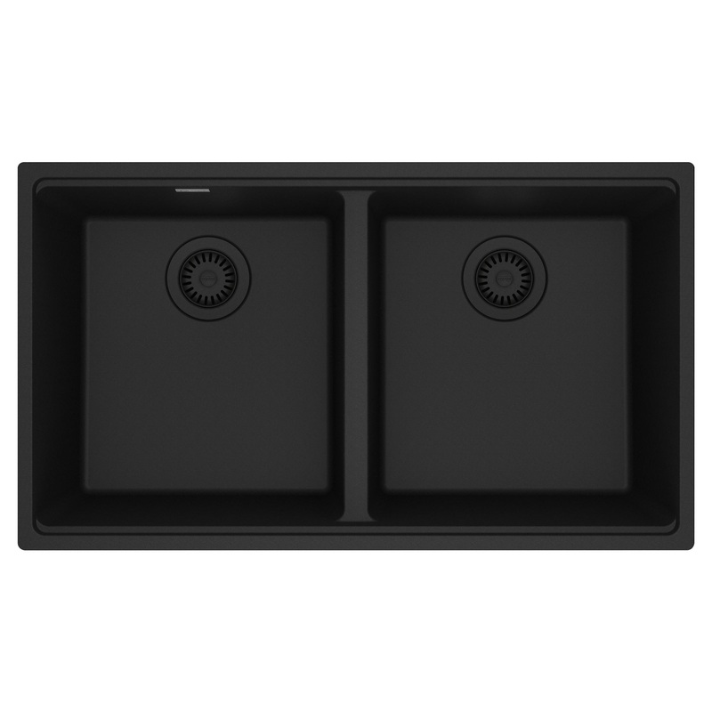 FRANKE MAG1201515-MBK Maris Undermount 33-in x 18.94-in Granite Double Bowl Kitchen Sink in Matte Black In Matte Black
