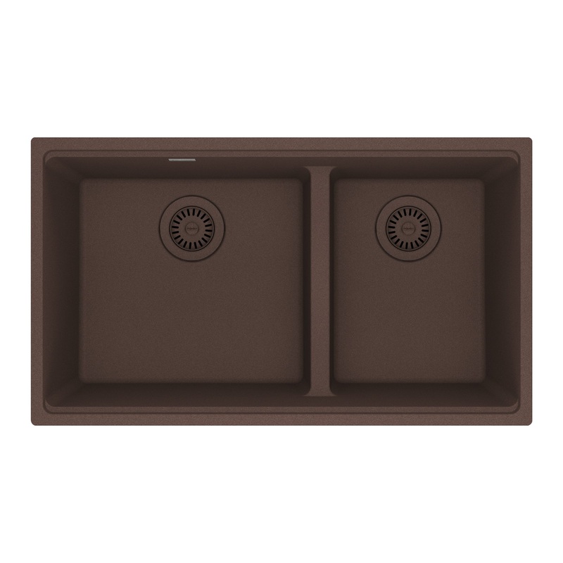 FRANKE MAG1601611LD-MOC Maris Undermount 31-in x 17.81-in Granite Double Bowl Kitchen Sink in Mocha In Mocha