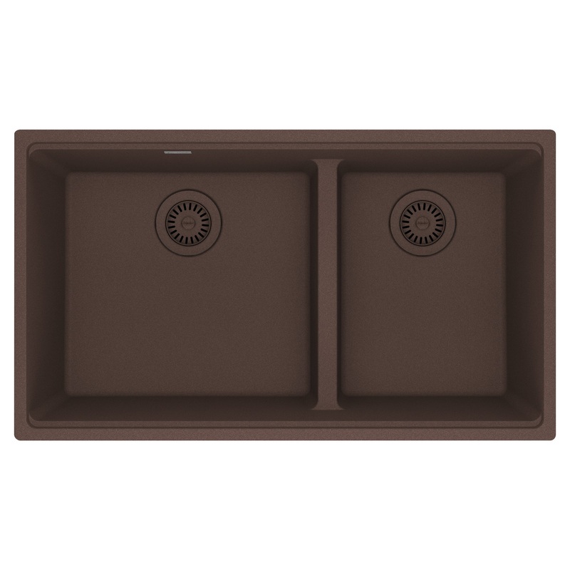 FRANKE MAG1601812LD-MOC Maris Undermount 33-in x 18.94-in Granite Double Bowl Kitchen Sink in Mocha In Mocha
