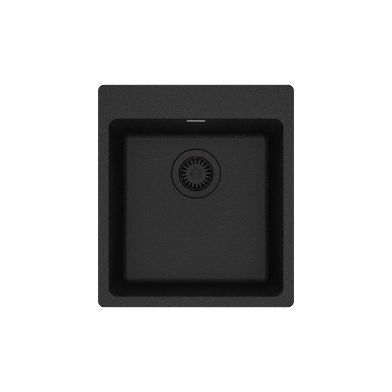 FRANKE MAG61015-ONY Maris Dual Mount 17.31-in x 19.69-in Granite Single Bowl Bar / Prep Sink in Onyx In Onyx
