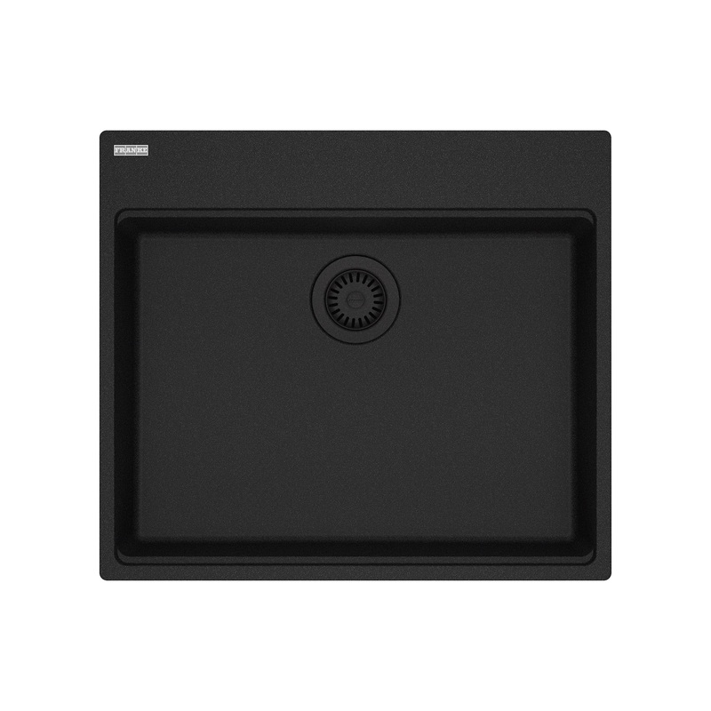 FRANKE MAG61023ADA-ONY Maris Topmount 25-in x 22-in Granite ADA Single Bowl Kitchen Sink in Onyx In Onyx