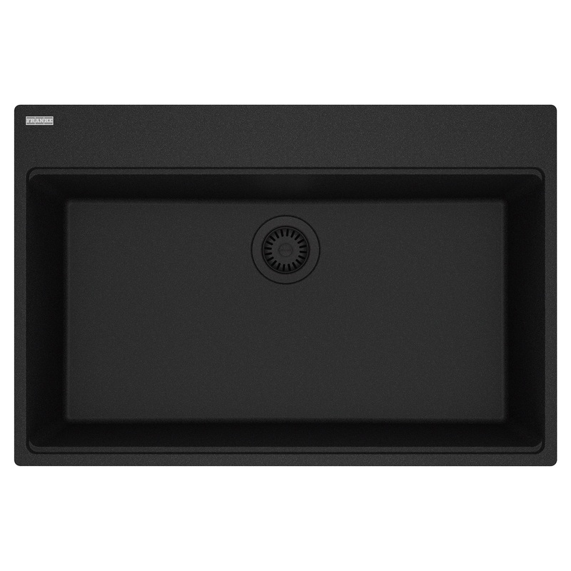 FRANKE MAG61031-ONY Maris Topmount 33-in x 22-in Granite Single Bowl Kitchen Sink in Onyx In Onyx