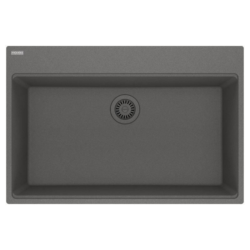 FRANKE MAG61031-SHG Maris Topmount 33-in x 22-in Granite Single Bowl Kitchen Sink in Stone Grey In Stone Grey