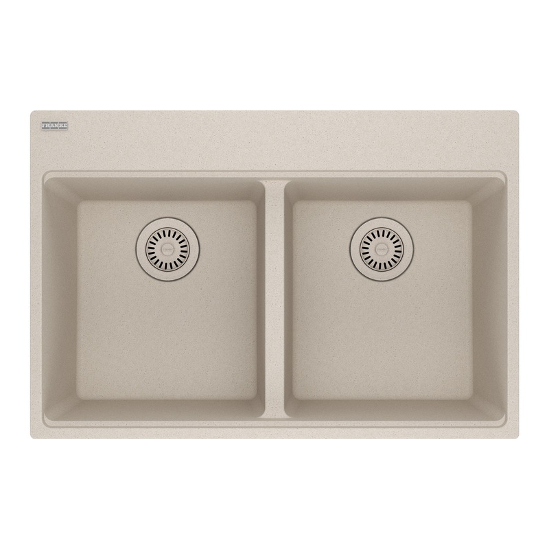 FRANKE MAG6201414-CHA Maris Topmount 31-in x 20.88-in Granite Double Bowl Kitchen Sink in Champagne In Champagne