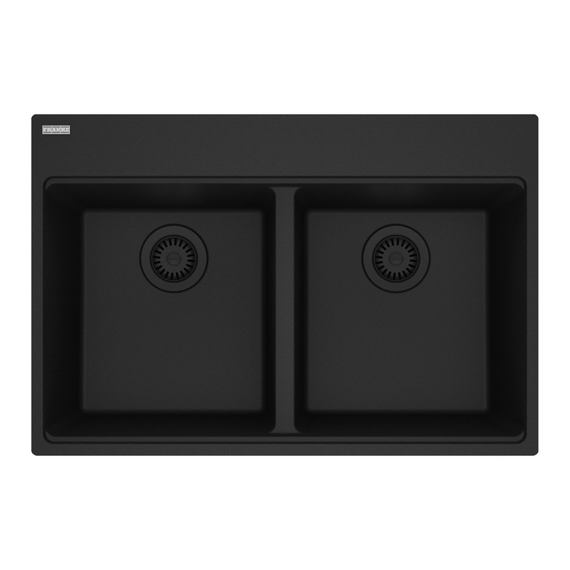 FRANKE MAG6201414-MBK Maris Topmount 31-in x 20.88-in Granite Double Bowl Kitchen Sink in Matte Black In Matte Black