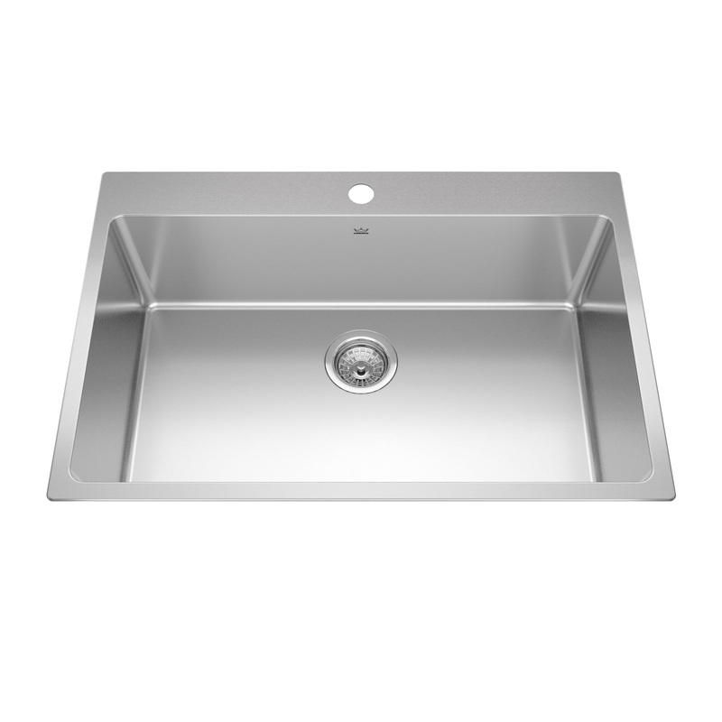 KINDRED BSL2131-9-1N Brookmore 31-in LR x 20.9-in FB x 9-in DP Drop in Single Bowl Stainless Steel Sink In Commercial Satin Finish