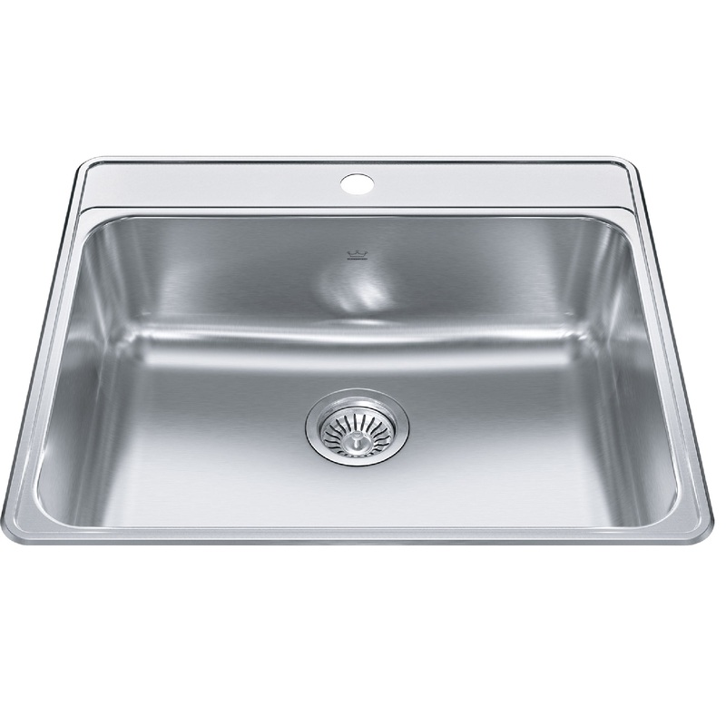 KINDRED CSLA2522-8-1CBN Creemore 25-in LR x 22-in FB x 8-in DP Drop In Single Bowl 1-Hole Stainless Steel Kitchen Sink In Commercial Satin Finish