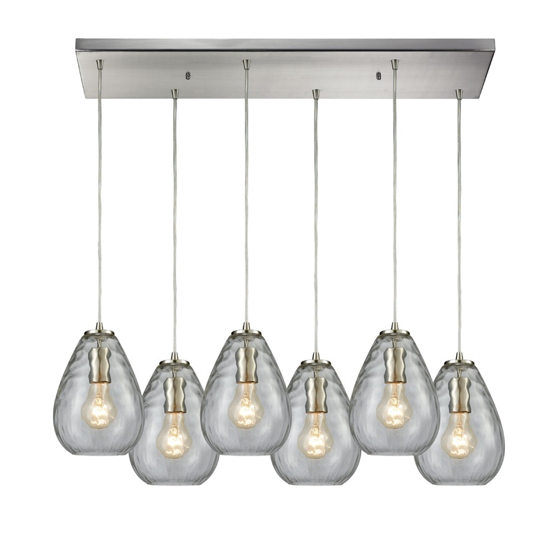 ELK SHOWROOM 10760/6RC Lagoon 30'' Wide 6-Light Pendant - Satin Nickel with Clear