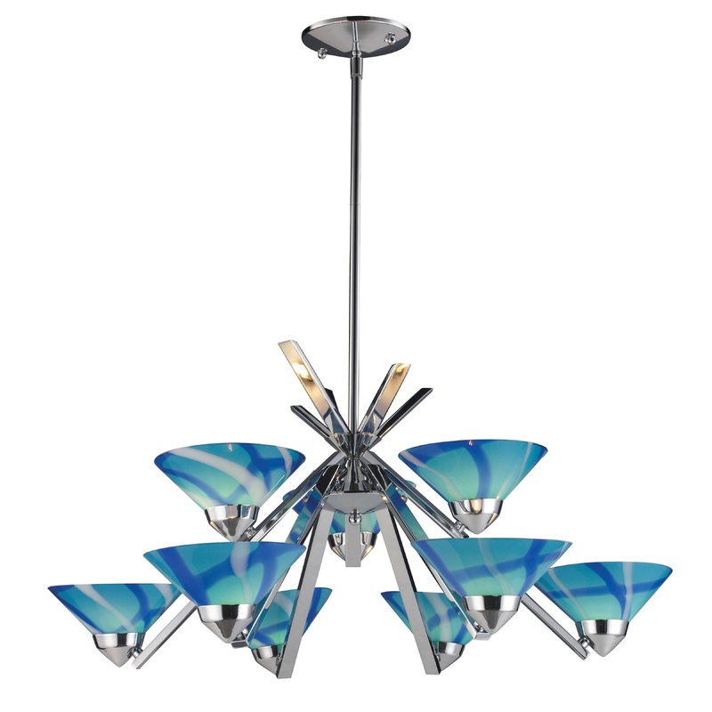 ELK SHOWROOM 1476/6+3CAR Refraction 31'' Wide 9-Light Chandelier - Polished Chrome