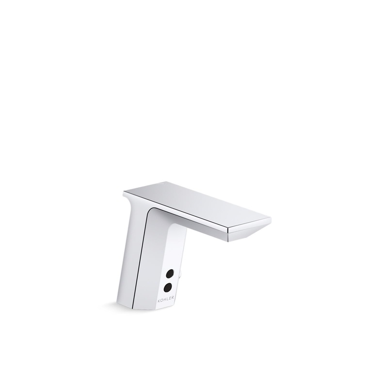 KOHLER K-13466-SATA-CP Geometric Touchless Single-Hole Lavatory Sink Faucet With Insight Sensor Technology And Temperature Mixer, Dc-Powered, Less Drain, 0.35 Gpm In Polished Chrome