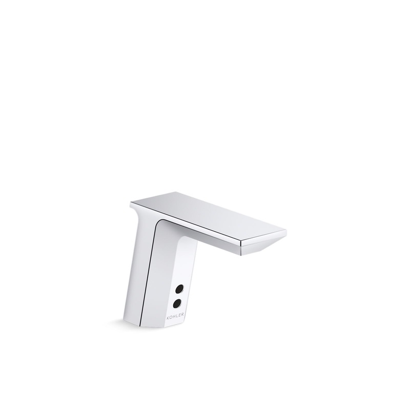 KOHLER K-13467-SATA-CP Geometric Touchless Single-Hole Lavatory Sink Faucet With Insight Sensor Technology, Dc-Powered, Less Drain, 0.35 Gpm In Polished Chrome
