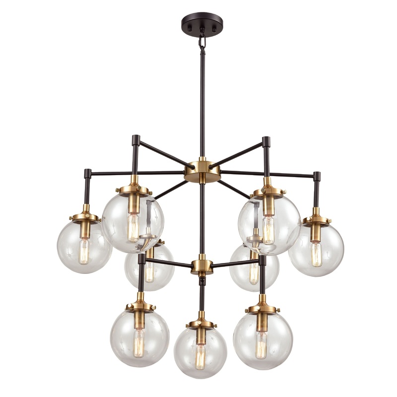 ELK SHOWROOM 14438/6+3 Boudreaux 30'' Wide 9-Light Chandelier - Matte Black with Antique Gold