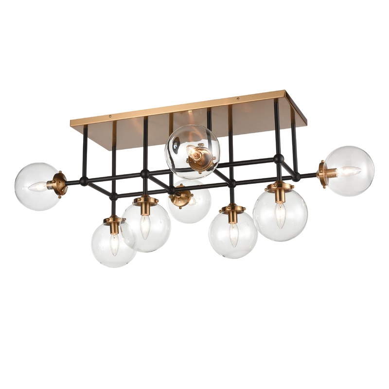 ELK SHOWROOM 15437/8 Boudreaux 42'' Wide 8-Light Semi Flush Mount - Matte Black with Antique Gold