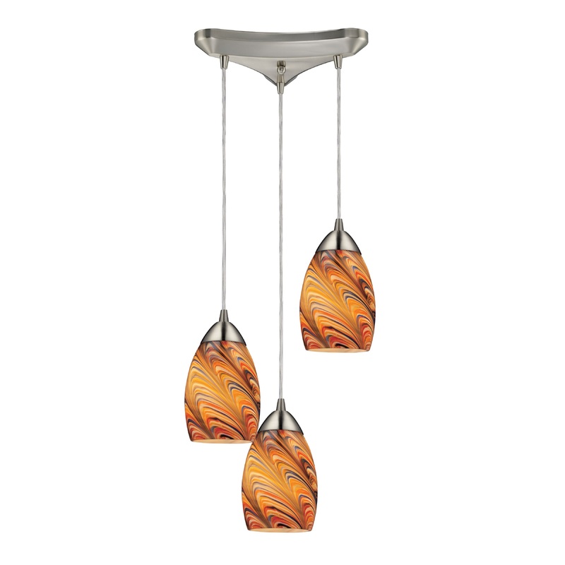 ELK SHOWROOM 10089/3RV Vortex 10'' Wide 3-Light Pendant - Satin Nickel