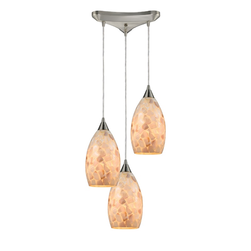 ELK SHOWROOM 10443/3 Capri 13'' Wide 3-Light Pendant - Satin Nickel