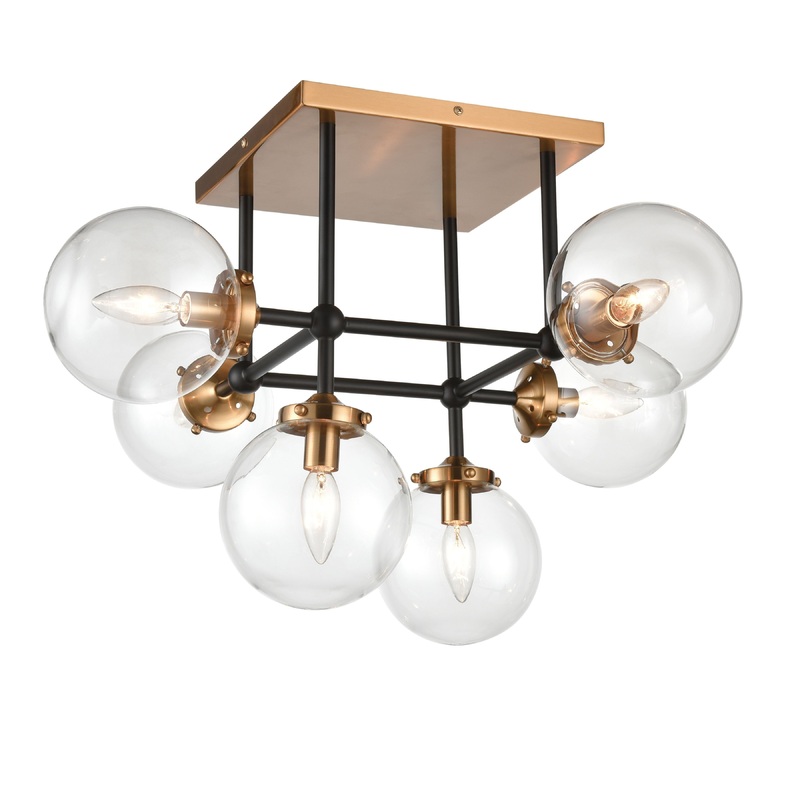 ELK SHOWROOM 15436/6 Boudreaux 26'' Wide 6-Light Semi Flush Mount - Matte Black with Antique Gold