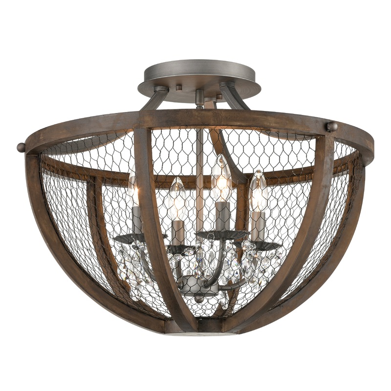 ELK SIGNATURE D4330 Renaissance Invention 22'' Wide 4-Light Semi Flush Mount - Weathered Zinc
