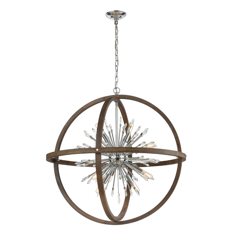 ELK SIGNATURE D4470 Morning Star 19.5'' Wide 6-Light Pendant - Aged Fir with Chrome