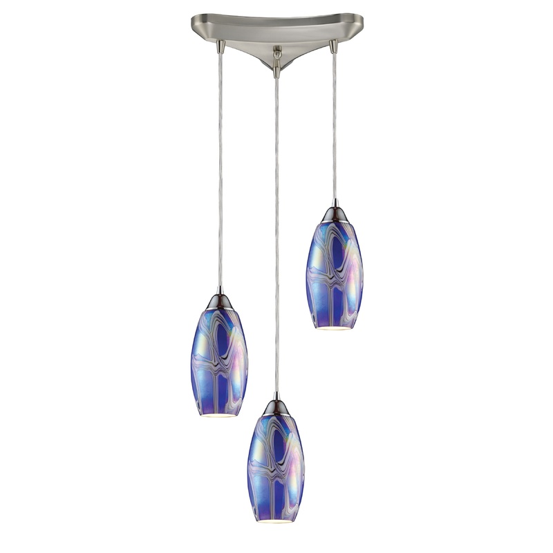 ELK SHOWROOM 10076/3SBI Iridescence 10'' Wide 3-Light Pendant - Satin Nickel