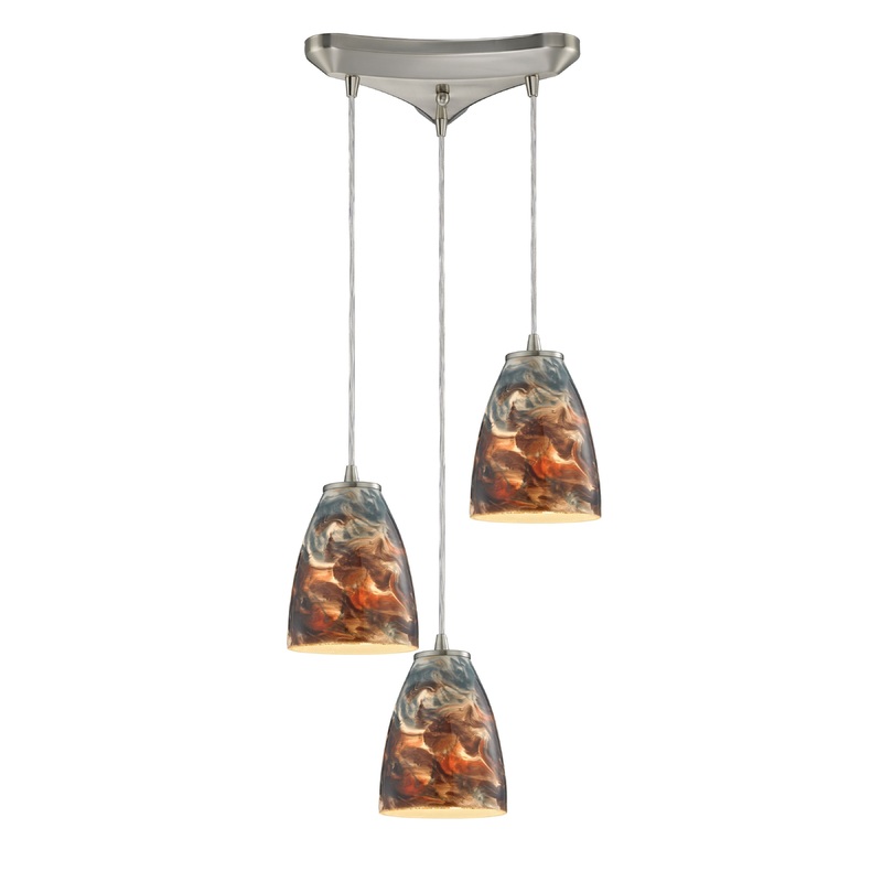 ELK SHOWROOM 10460/3CS Abstractions 10'' Wide 3-Light Pendant - Satin Nickel