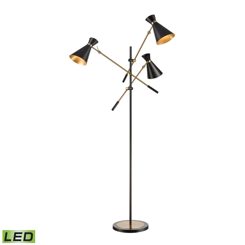 ELK SIGNATURE D4520-LED Chiron 73'' High 3-Light Floor Lamp - Aged Brass - Includes LED Bulbs