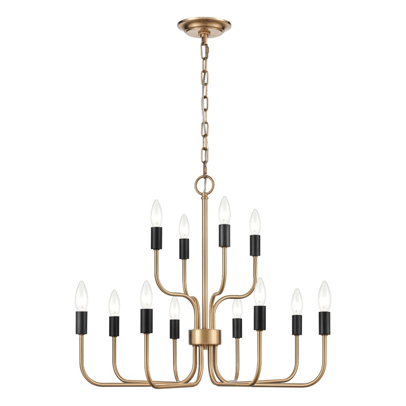 ELK SIGNATURE H0018-8566 Epping Avenue 24'' Wide 12-Light Chandelier - Aged Brass