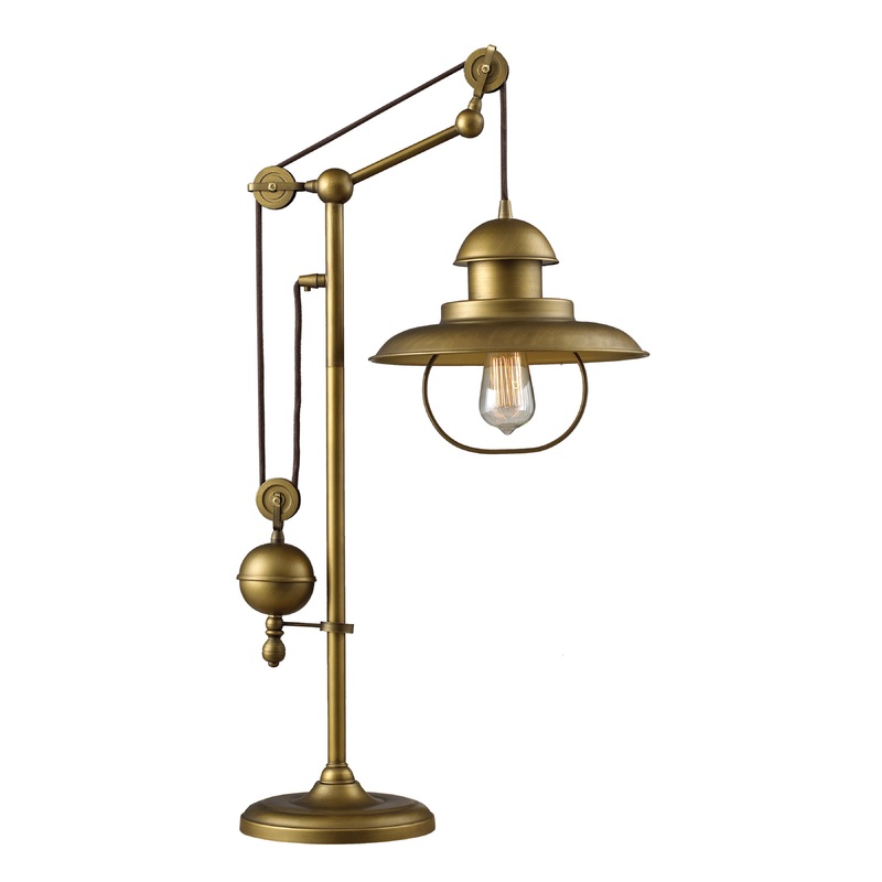 ELK SIGNATURE 65100-1 Farmhouse Adjustable Table Lamp in Antique Brass (D2252)