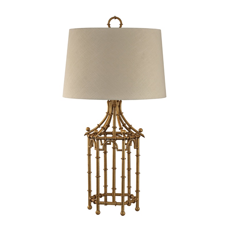 ELK SIGNATURE D2864 Bamboo Birdcage 32.25'' High 1-Light Table Lamp - Gold Leaf