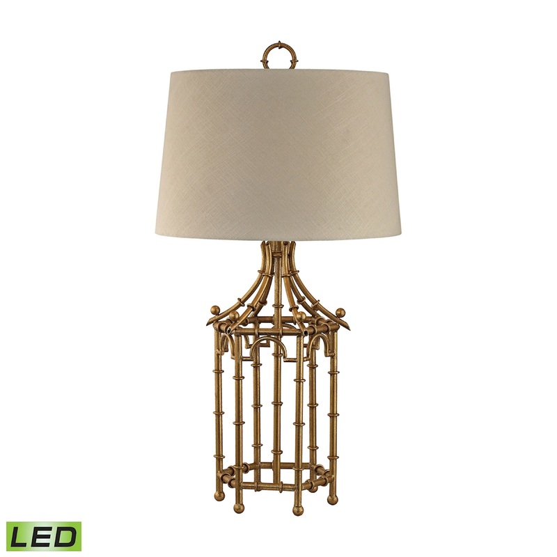 ELK SIGNATURE D2864-LED Bamboo Birdcage 32.25'' High 1-Light Table Lamp - Gold Leaf