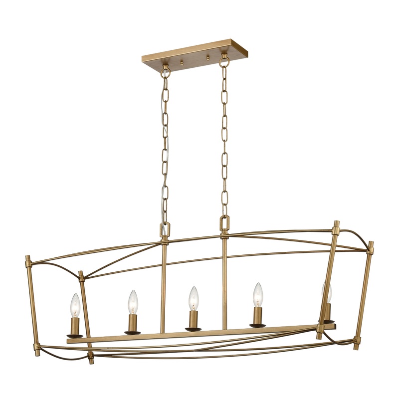 ELK SIGNATURE D4462 Trapan 39'' Wide 5-Light Linear Chandelier - Aged Gold