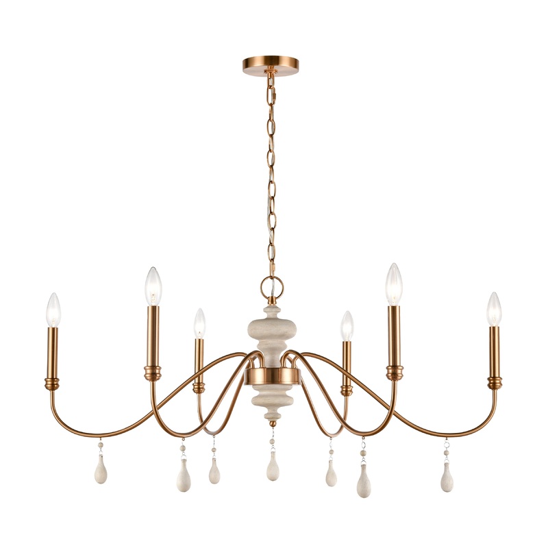 ELK SIGNATURE H018-7253 French Connection 38'' Wide 6-Light Chandelier - Satin Brass