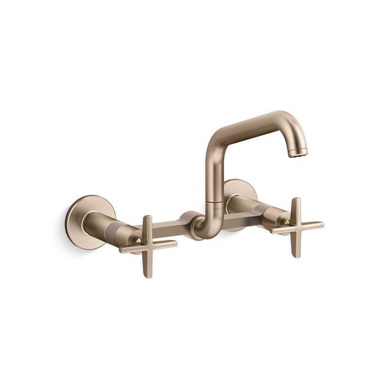 KOHLER K-28666-3-BV Two-hole wall-mount bridge kitchen sink faucet  -  Vibrant Brushed Bronze