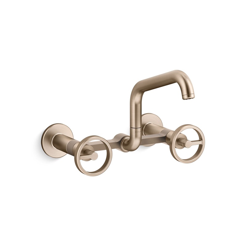 KOHLER K-28666-9-BV Two-hole wall-mount bridge kitchen sink faucet  -  Vibrant Brushed Bronze