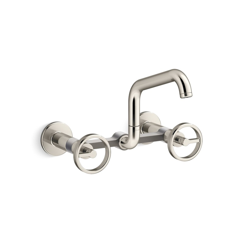KOHLER K-28666-9-SN Two-hole wall-mount bridge kitchen sink faucet  -  Vibrant Polished Nickel