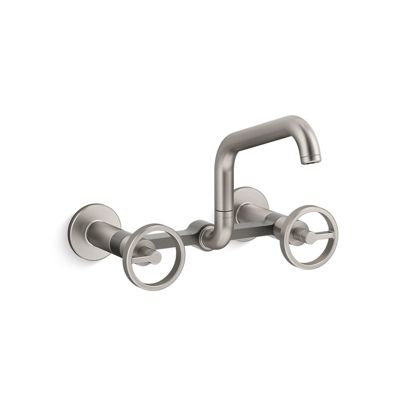 KOHLER K-28666-9-VS Two-hole wall-mount bridge kitchen sink faucet  -  Vibrant Stainless
