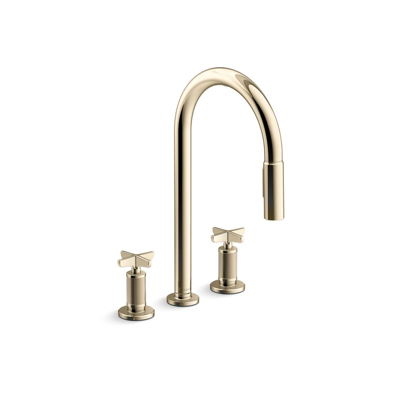 KOHLER K-28671-3-AF Pull-down kitchen sink faucet with two-function sprayhead  -  Vibrant French Gold