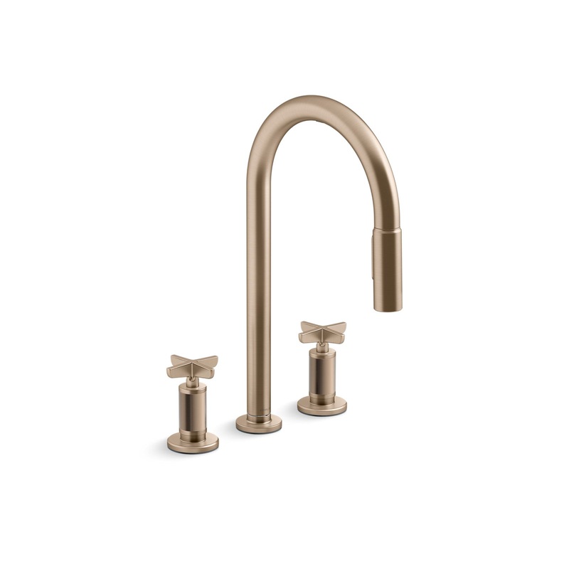 KOHLER K-28671-3-BV Pull-down kitchen sink faucet with two-function sprayhead  -  Vibrant Brushed Bronze