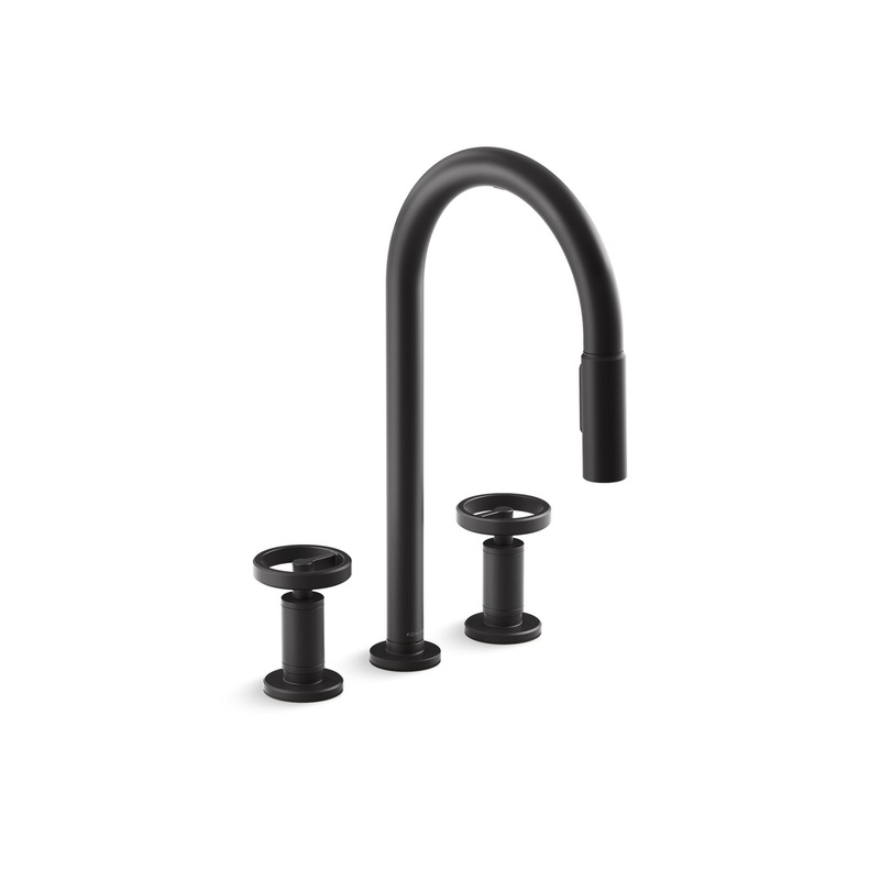 KOHLER K-28671-9-BL Pull-down kitchen sink faucet with two-function sprayhead  -  Matte Black