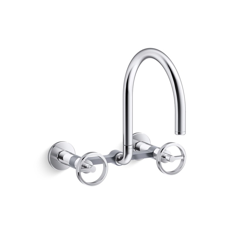 KOHLER K-28672-9-CP Two-hole wall-mount bridge kitchen sink faucet  -  Polished Chrome