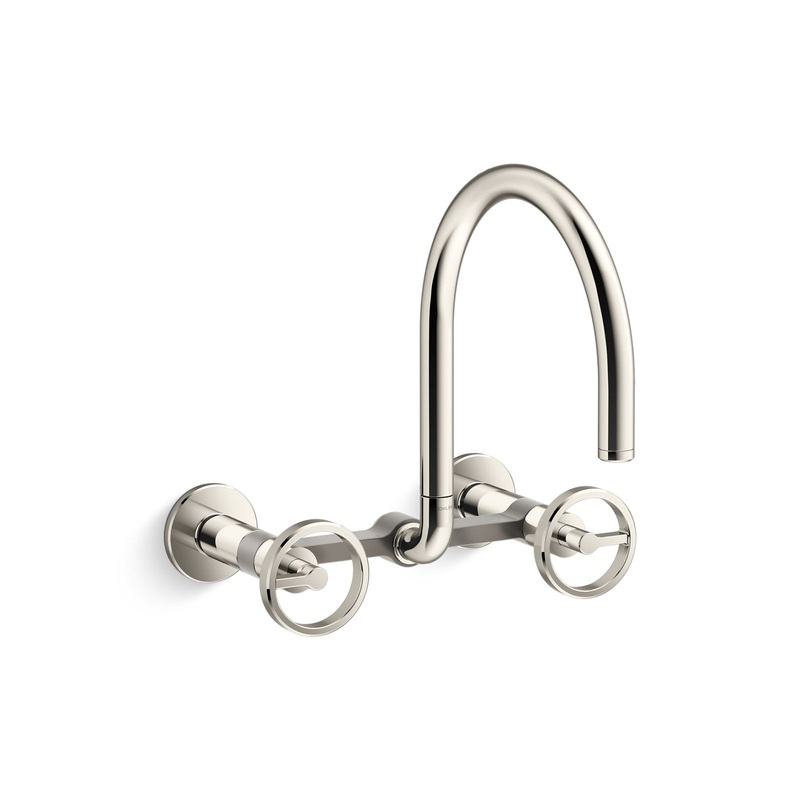 KOHLER K-28672-9-SN Two-hole wall-mount bridge kitchen sink faucet  -  Vibrant Polished Nickel