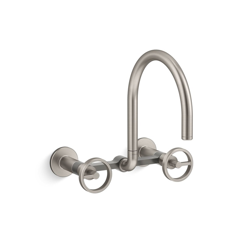 KOHLER K-28672-9-VS Two-hole wall-mount bridge kitchen sink faucet  -  Vibrant Stainless